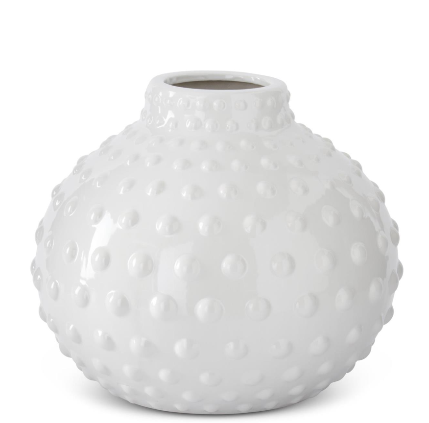 Jarron Bola Blanca Redondo Grande 11"