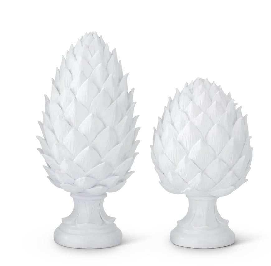 Set 2 Alcachofa Resina Blanco