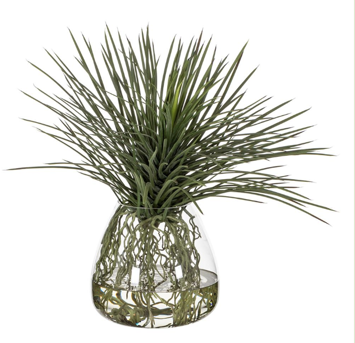 [WP0729-GR] Jarron Vidrio Agua Artificial Yuccas 24"