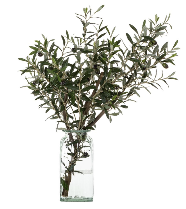 Jarron Vidrio Agua Artificial Olivo 32"