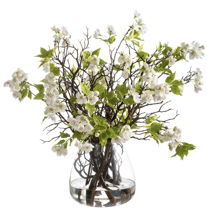 Jarron Agua Artificial Floracion Blanco 25H 32W 33L