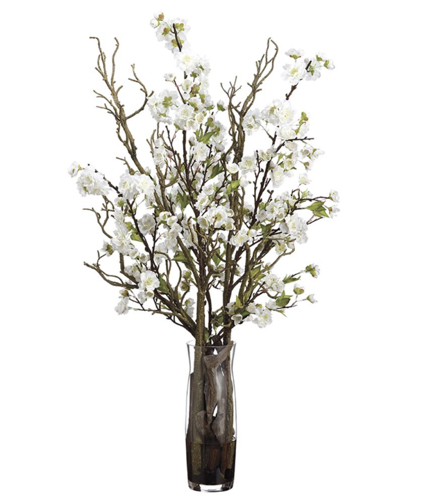 Jarrón Agua Artificial Flor Cerezo 32H 9W 19L