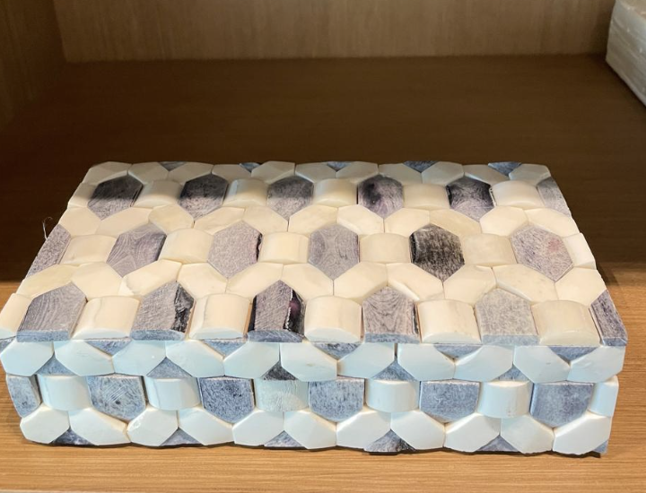 Caja Rombo Gris Blanco Chico