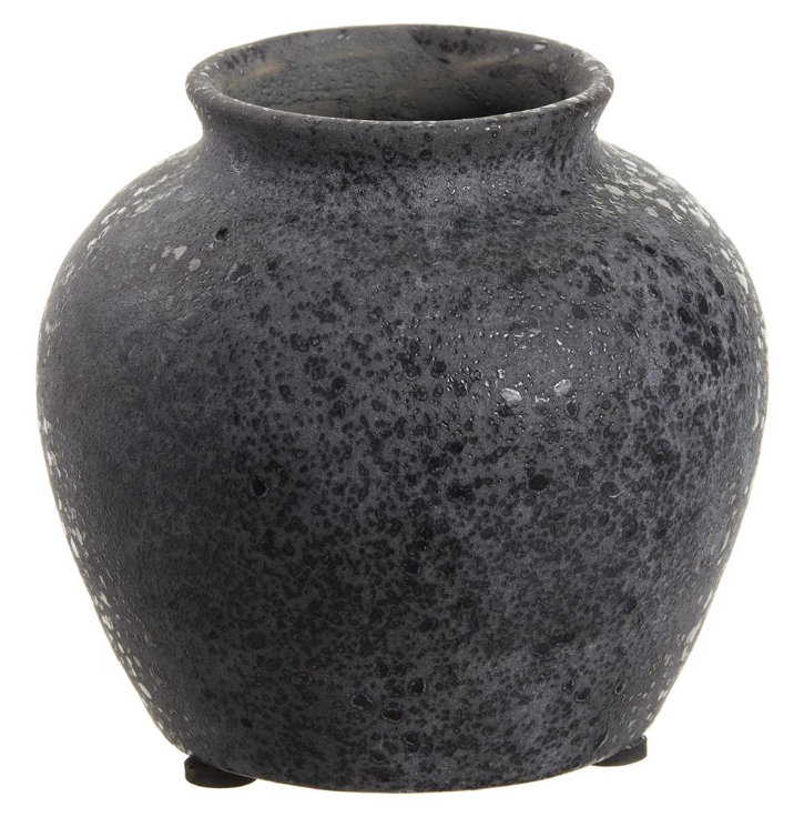  Jarron Negro Ceramica  4.5"Hx5"D