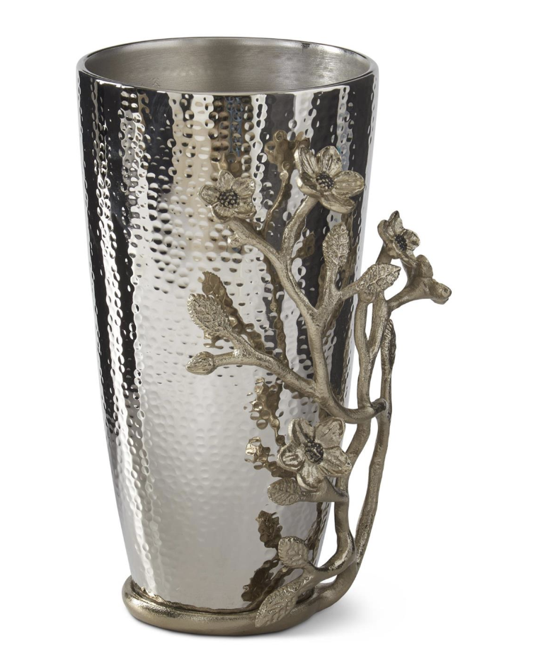 Jarron Plata Floral Oro 10.75"