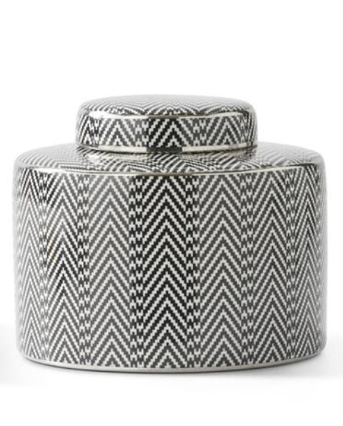 Jarron Tapa Blanco Negro Chico