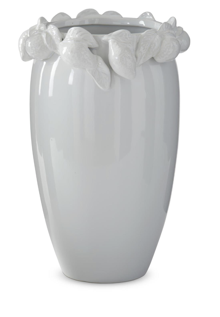 [19916B] Jarron Blanco Ceramica Limon 16"
