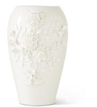 Jarron Blanco Ceramica Dianthus 14"