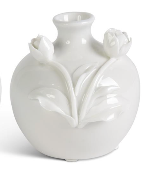 Jarron Blanco Alto Flor