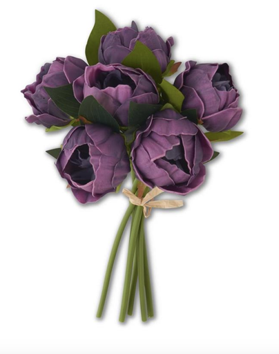 [17988A-PU] Peonia Morado Ramo 6 12"