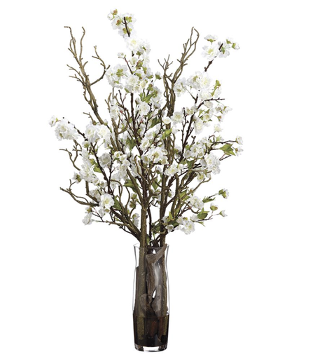 [WF9006-WH] Jarrón Agua Artificial Flor Cerezo 32H 9W 19L
