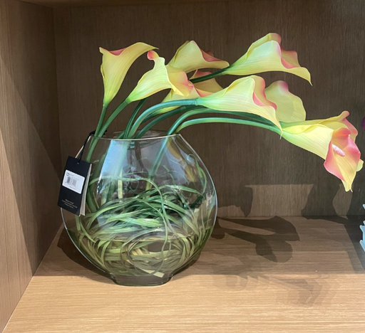 [WF9543-YE/GR] Jarrón Agua Cala Lily Grass 14H 8W 18L