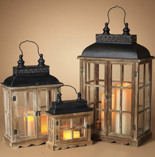 [2212320] Set 3 Lampara Madera Rectangular