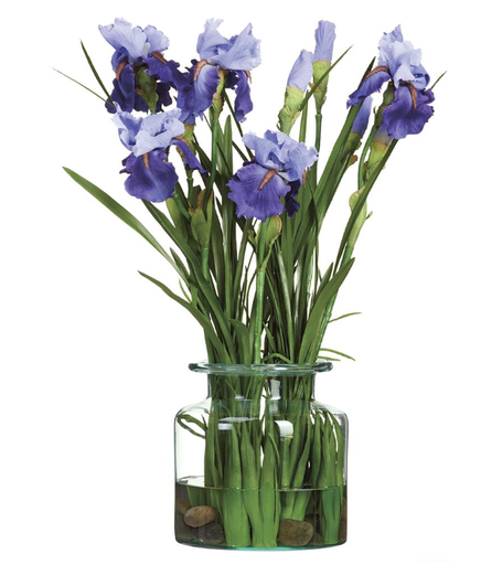 [WF0756-PU/BL] Jarron Agua Artificial Iris Morado Azul 28"Hx14"Wx16"L 