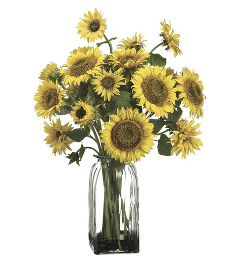 [WF1203-YE] Jarron Agua Artificial Girasoles 30"Hx17"Wx17"L 