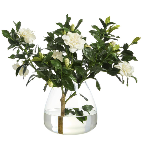 [WP0773-CR] Jarron Agua Artificial Gardenia Blanco22"Hx24"Wx30"L 