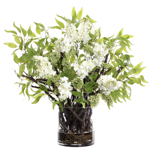 [WF9125-CR/GR] Jarron Vidrio Agua Artificial Lilas 26"