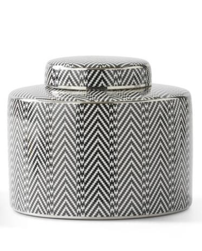 [17135C] Jarron Tapa Blanco Negro Chico