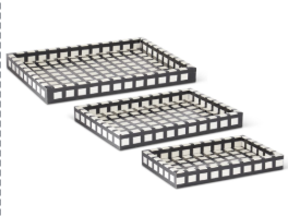 [18628C] Charola Blanco Negro Cuadros Mediana