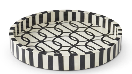 [18842A] Charola Redonda Blanco Negro Grande