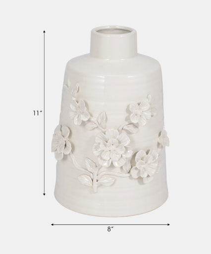 [21023] Jarron Blanco Floral 11"