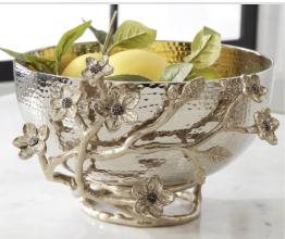 [17081B] Base Plata Floral Oro 6.75"